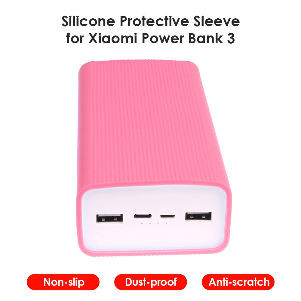 Caso Powerbank Carcasa protectora de silicona para Xiaomi banco de potencia 3 30000 MAh de la cáscara de la piel manga Protector de PB3018ZM caso