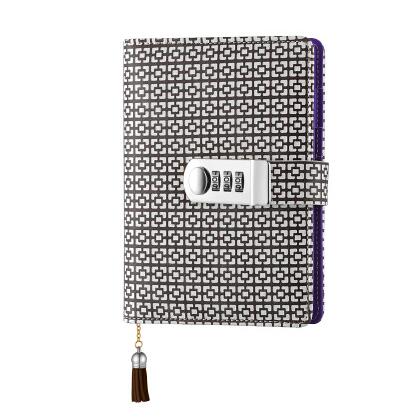 Kawaii A6 Korean lock leather notebook writing pads flower girl loose leaf password mini lockable diary school supplies: Coffe / Cover with paper