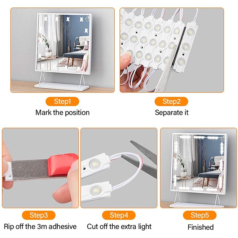 DIY LED Makeup Mirror Light Dimmable 3M 1.5M Dressing Table Mirror Lamp 5730 LED Modules 12V Waterproof Room Stairs Closet Light