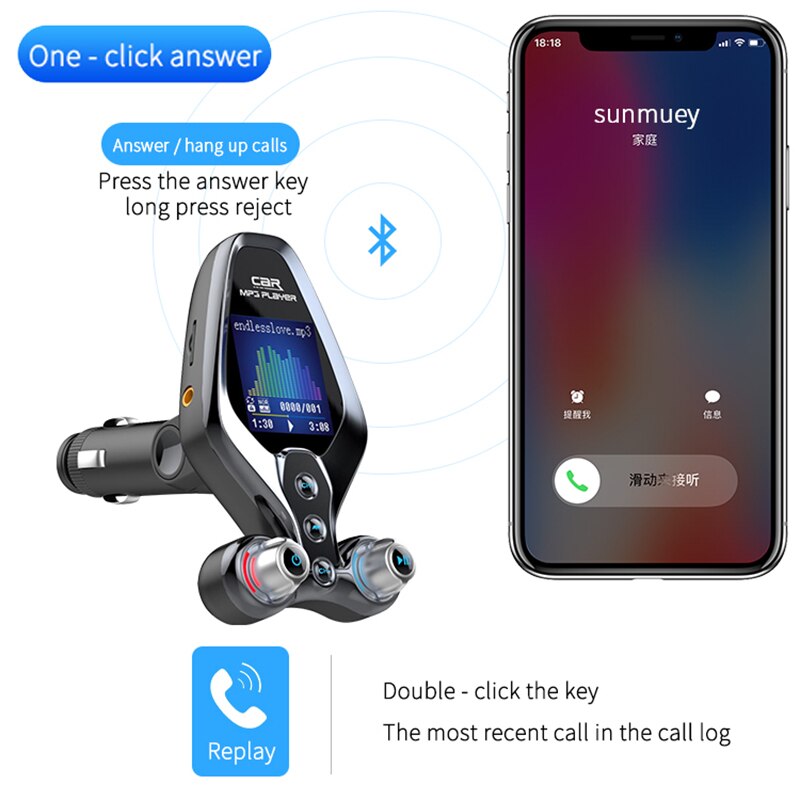 JINSERTA Bluetooth 5,0 FM Transmitter QC 3,0 Schnelle Ladegerät TF-Karte U Disk Auto Mp3 Player Musik ordner schalter AUX In Ausgang