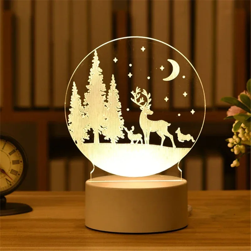3D Illusion visuelle veilleuse visuelle créative LED lampe de bureau changement USB alimenté pour les enfants: Bleu marine