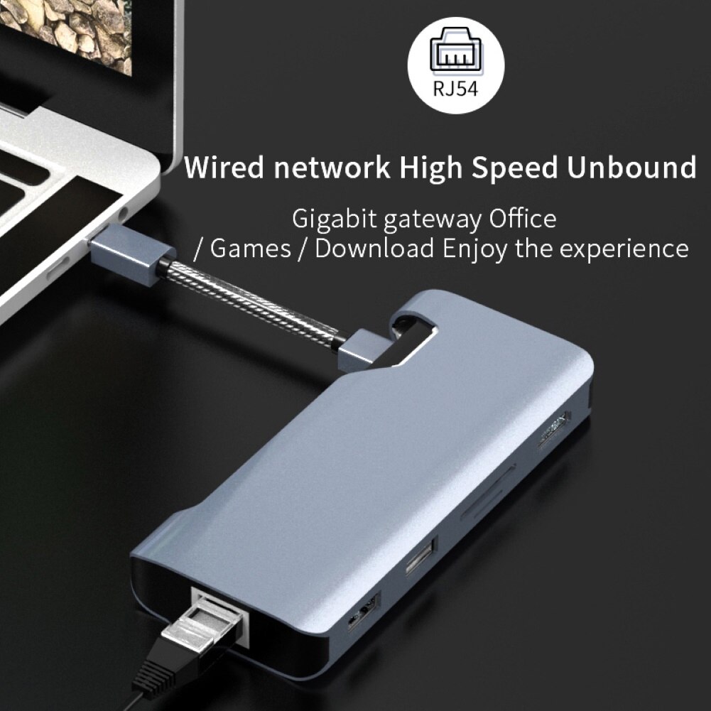 7-in-1 hoch Geschwindigkeit Hub Adapter USB-C Hub 4K 30HZ HD USB 3,0 Adapter Tragbare Laptop PD Ladung SNetwork PD Hub