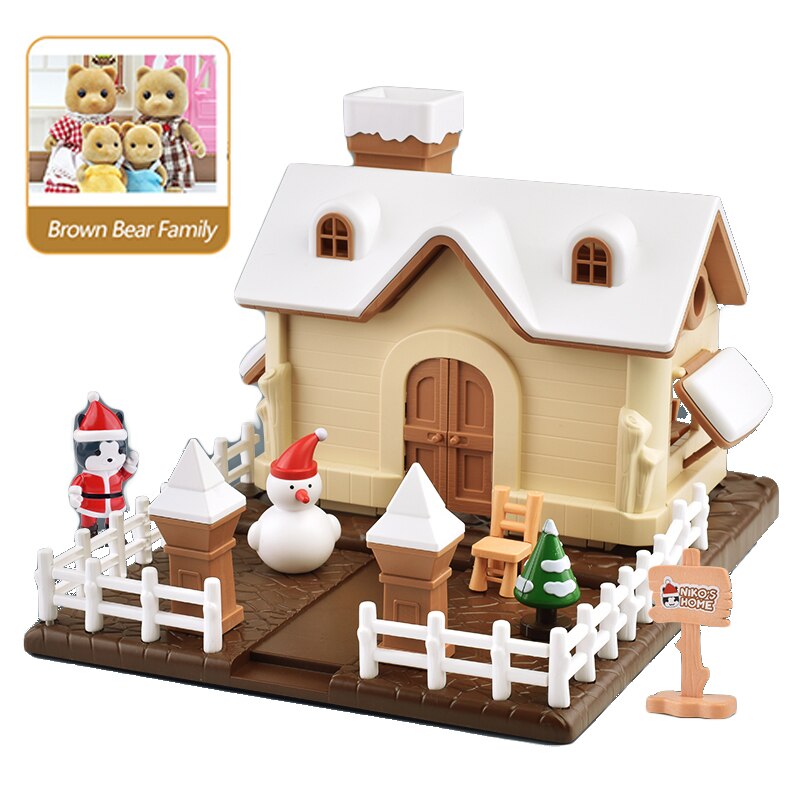 Forest Family House Simulation Snow 1:12 Dollhouse Christmas DIY House Villa Model Animals Birthday Toys for Girls: 1807-G07-K04