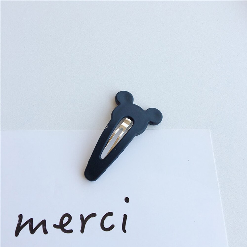 1Pc Matte Vernis Bb Clips Meisjes Haarspeld Konijnenoren Haar Clips Voor Meisjes Kinderen Haar Accessoires: black