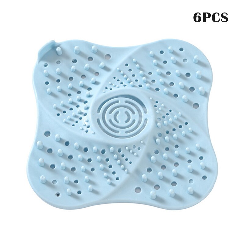 6 stuks doucheafvoer haarvanger badstop afdekking afvoerbeschermer tpr gootsteen afvoerzeef rioolfilters  js22: Hemelsblauw