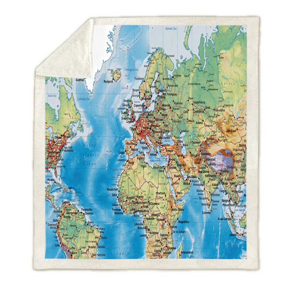 World Map Fleece Blanket 3D map print Plush Throw Blankets Thin Quilt 1PCS
