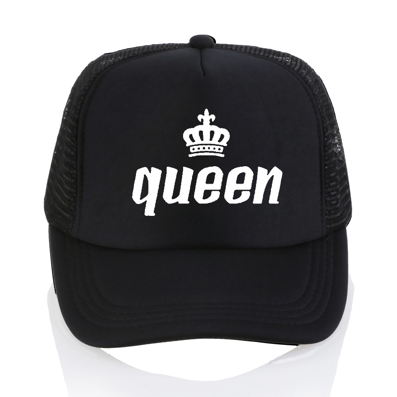 king queen cap crown Print baseball Caps Men Women Summer Visor Snapback Hat White Black Lover Trucker bone: sky blue