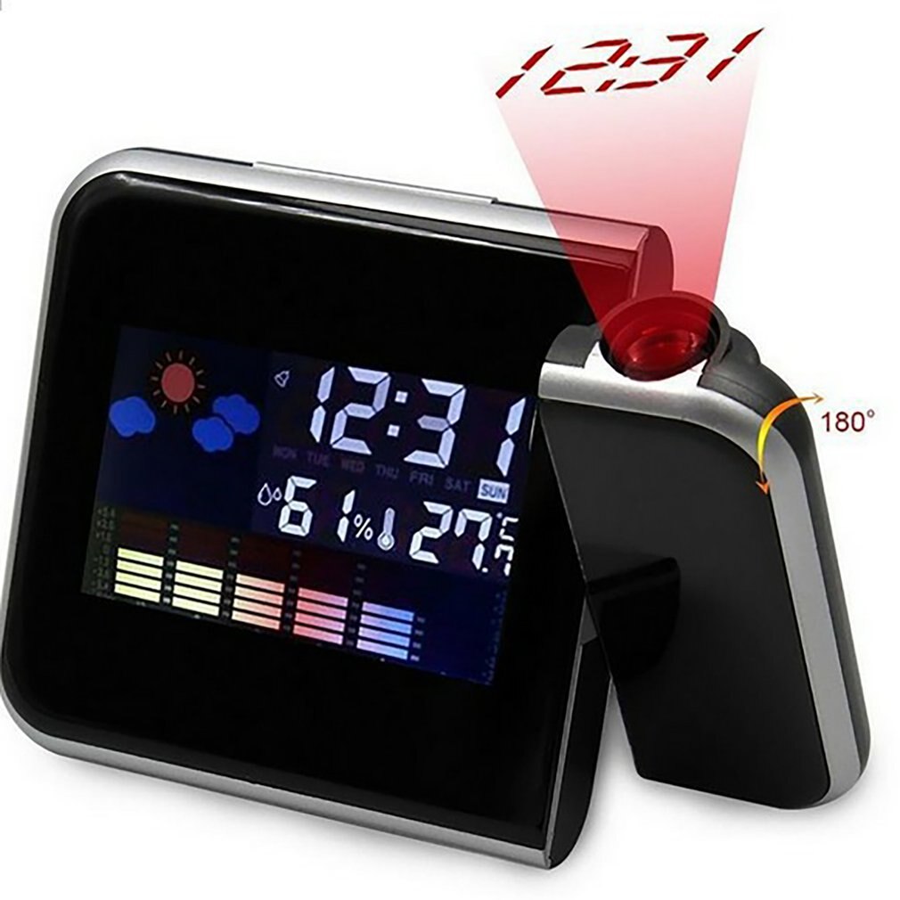 Kleurrijke Led Digitale Projectie Wekker Temperatuur Thermometer Hygrometer Desk Tijd Projector Kalender Speelgoed