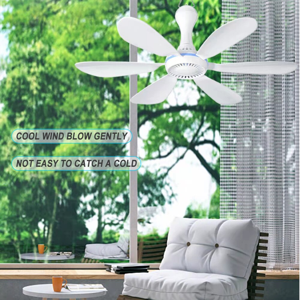 5W USB Ceiling Fans 5V Roof Fan 6 Leaves Air Cooler 16.5inch Hanging Tent Fans for Camping Outdoor Dormitory Home Bed