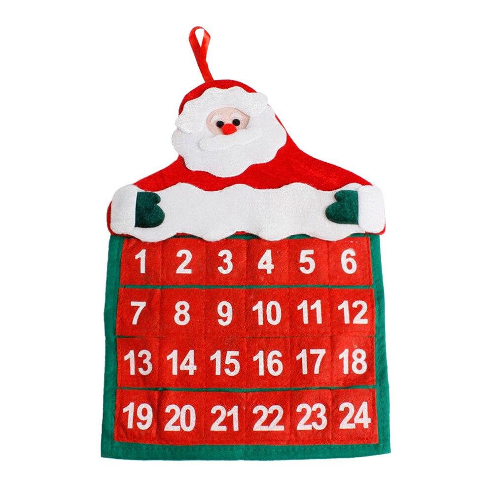 Christmas Countdown Advent Calendar Felt Cloth Santa Claus Ornaments Xmas Year Christmas Decoration: Default Title