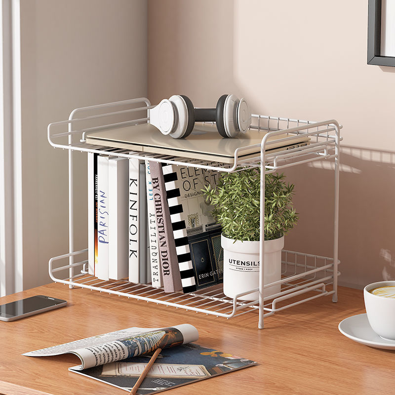 Simple bookshelf small desktop shelf bedroom office desk storage wrought iron table partition window sill cabinet