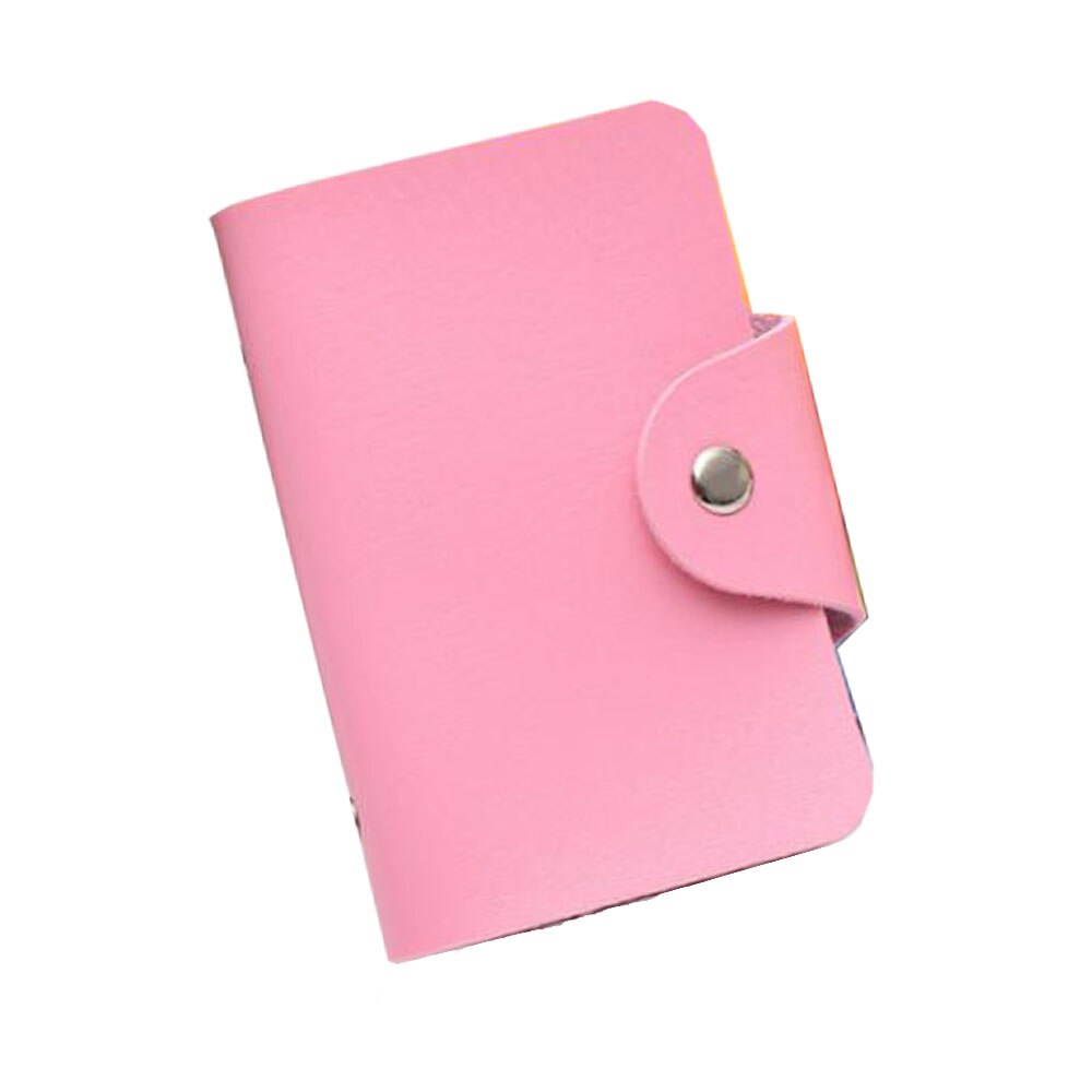 Pu Leer Functie 24 Bits Card Case Visitekaarthouder Mannen Vrouwen Credit Paspoort Card Bag Id Passport Card portemonnee: Roze