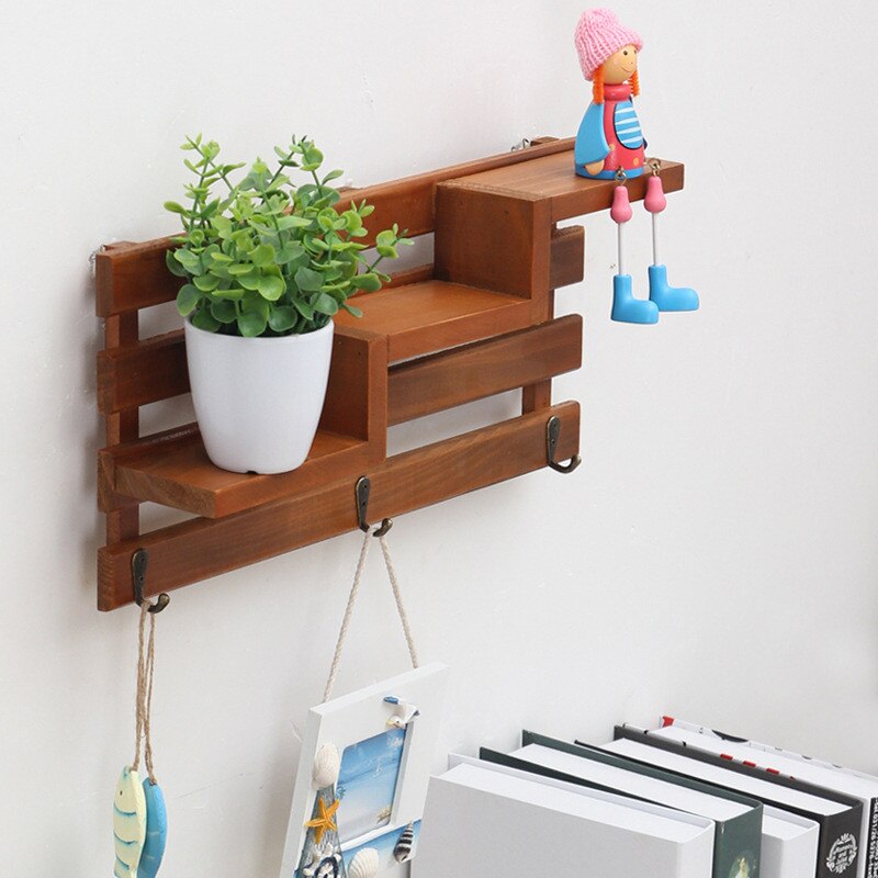 Handmade Wood Boxes Cargo Organizer Storage Box Simple Small Key Hanging Storage Case Phone Racks Wood Shelf Wood Rack Solid W