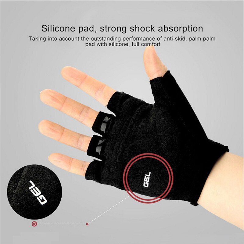 Mtb Sport Fiets Half Vinger Fietsen Handschoenen Zomer Ademende Outdoor Fiets Handschoen Silicon Pad Gel Palm Fietsen Apparatuur