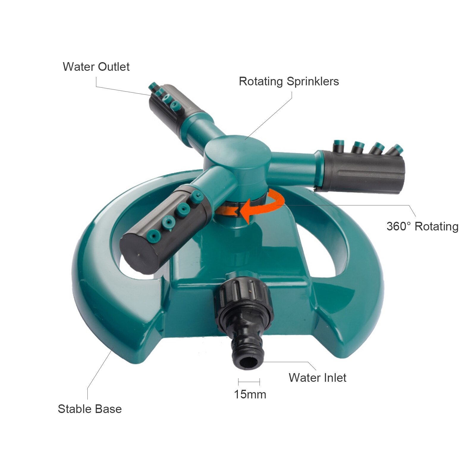 Tuin Sprinkler 360 Graden Roterende Verstelbare Lawn Watering Systeem Irrigatiesysteem Outdoor Tuin Binnenplaats Water Sproeier