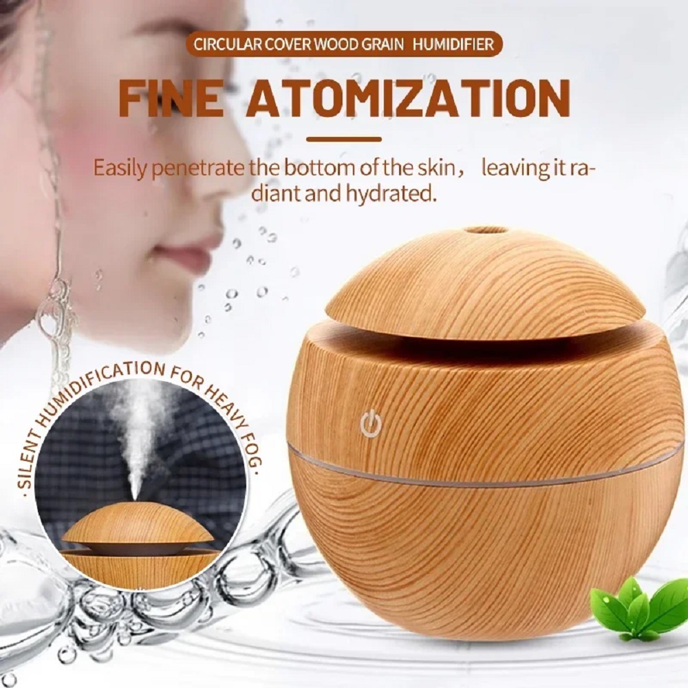 Pulverizador de niebla fría ultrasónico USB de 130ML, fragancia de aceite esencial, Mini humidificador de aire de grano de madera para el hogar, purificador difusor de Aroma de aire