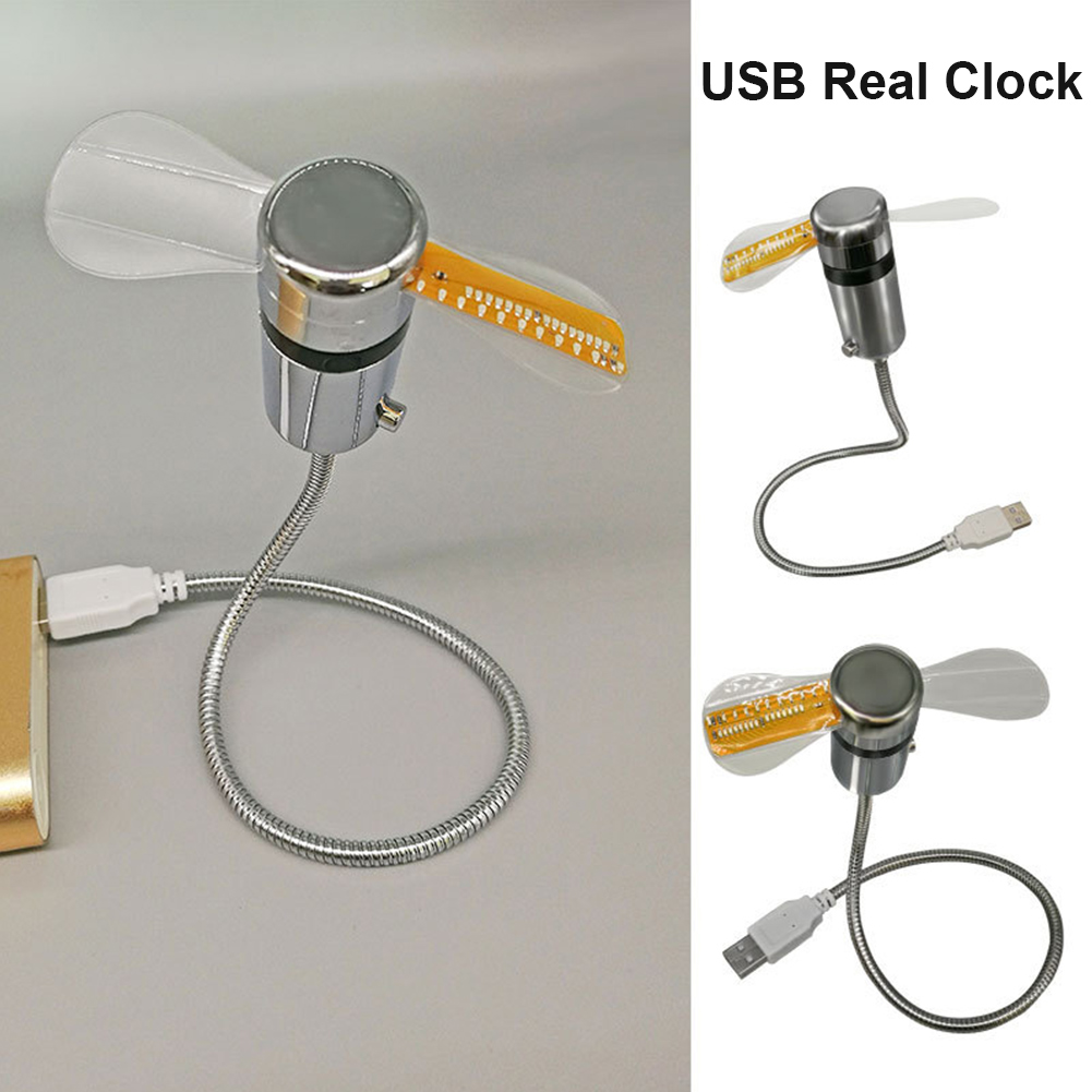 Ventiladores de relógio com display de temperatura e tempo, ventilador de relógio led dc 5v, mini ventilador piscante de resfriamento, alimentado por usb, dispositivos portáteis, exibição em tempo real