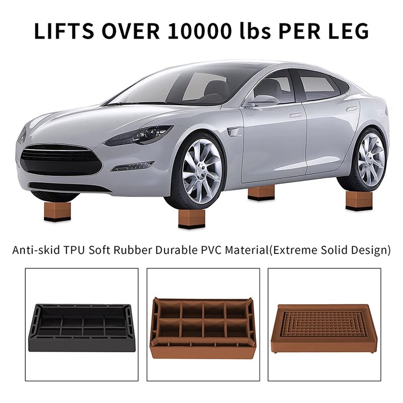 4Pcs Bed Furniture Risers 3 Inch Heavy Duty Adjustable Desk Lifts Leg Extenders For Table Couch Chair Frame Feet