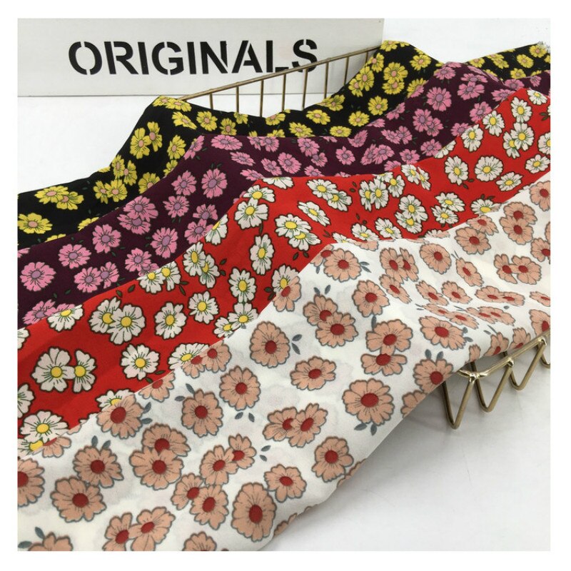 Korea stil blomst trykt chiffon stof materiale til diy sy patchwork blødt chiffon stof materiale til aften kjole nederdel