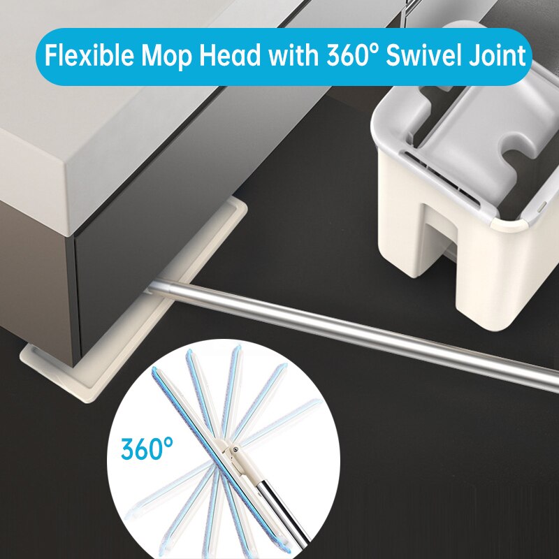 Vloer Mop Met Emmer Schoonmaken Mops Platte Squeeze Mop Emmer Systeem Schoonmaakproducten 360 ° Flexibele Mop Hoofd Met Herbruikbare pads