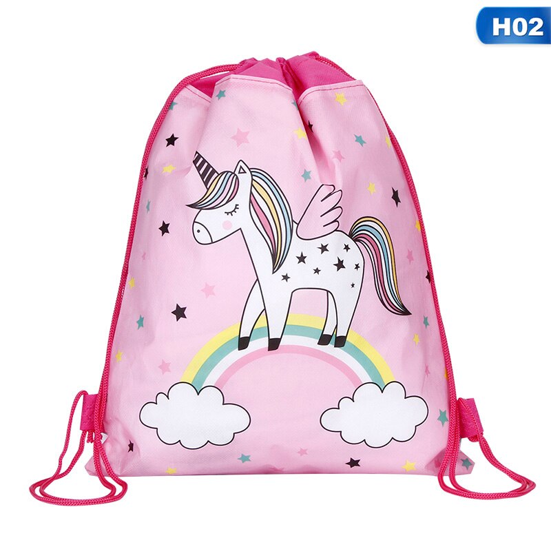 Sac licorne à cordon pour filles, sac de rangement de voyage, sacs d'école de dessin animé, de fête d'anniversaire pour enfants