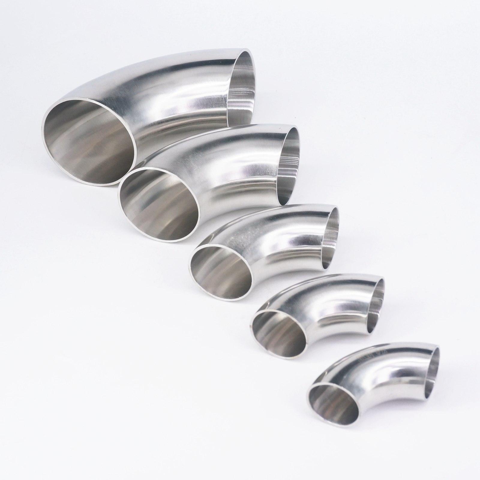 O/D 12,7/16/19/22/25/28/32/34/38/45/51-219mm, codo de acero inoxidable 304, accesorios de tubería de soldadura sanitaria de 90 grados