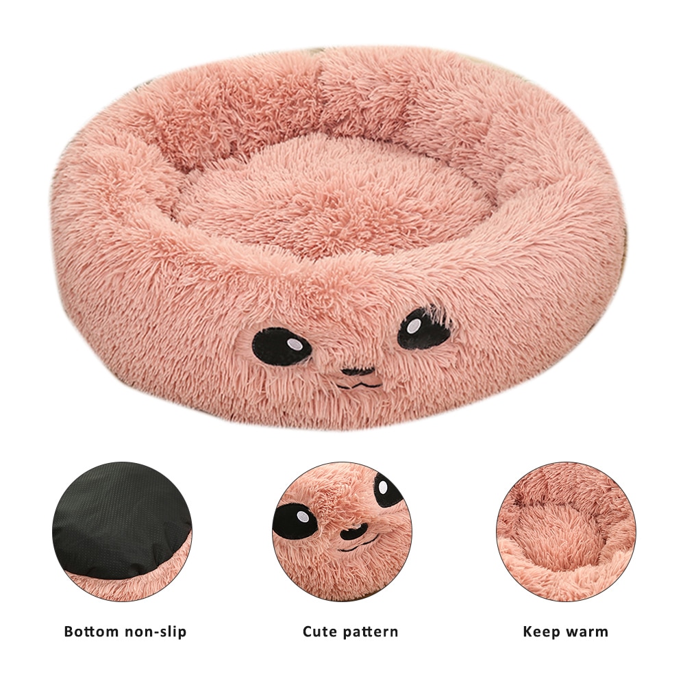 Hundeseng lang plysj fluffy kjæledyr kennel rund fleece solseng katt sovepose vinter varm sofa kurv til liten stor hund sovesofa