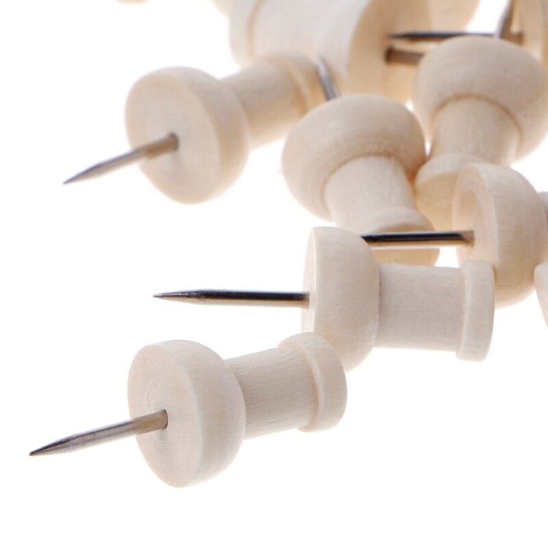 40 Pcs Houten Punaise Creatieve Decoratieve Tekening Push Pins Hout Hoofd Kantoor G88D