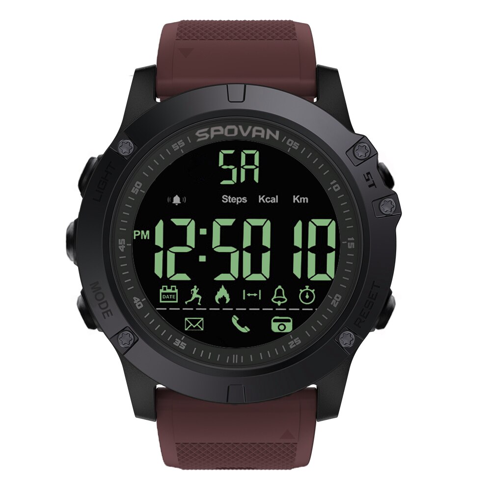 Bluetooth Stappenteller Sporthorloge Outdoor Digitale Smart Sport Horloge Mannen Stappenteller Horloge Voor Ios En Android 50M Waterdicht: Red PR1-1