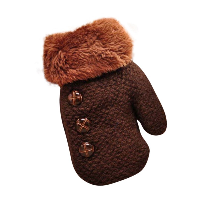 2-5Y Bambini Ragazzi Guanti Ispessimento Inverno Del Bambino Delle Ragazze Dei Ragazzi Caldi Guanti Per Bambini Pesante Guanto di Lavoro A Maglia Button Solid Mittens Nuovo