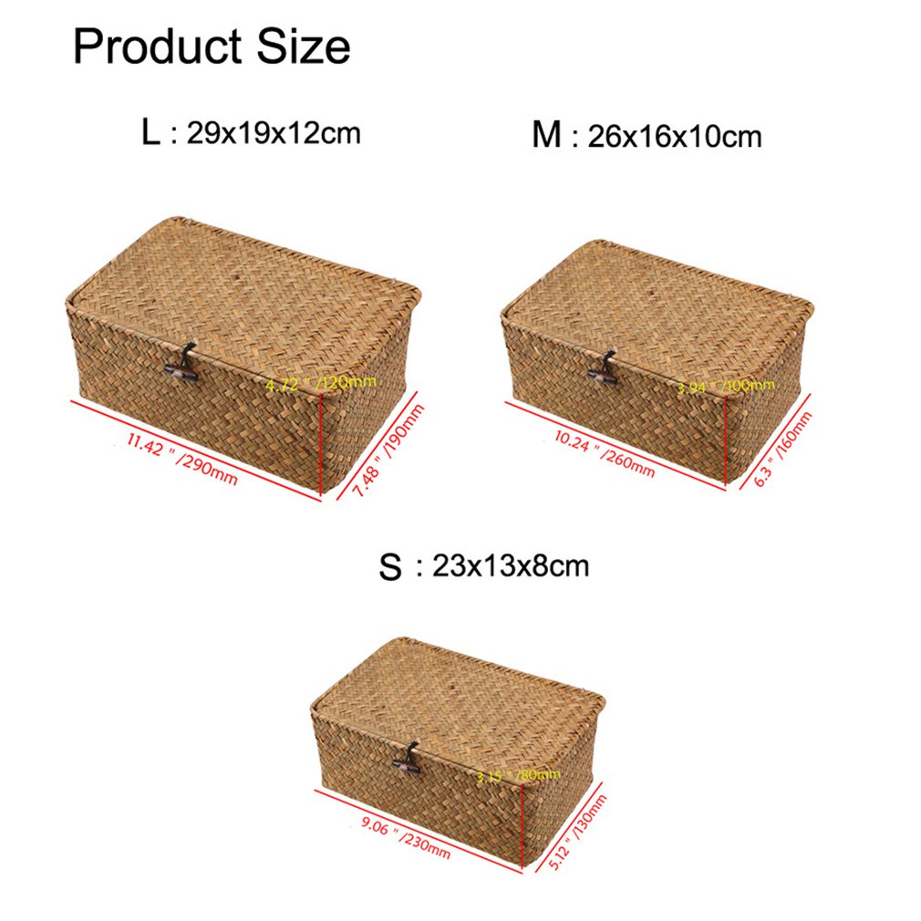 Seaweed Hand-Woven Storage Box Storage Box Desktop... – Grandado