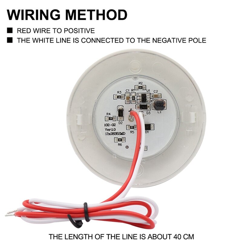 12V 12 LED Round Lights Interior light Car Round Ceiling Light Interior light for RV Boat Waterproof White Lights