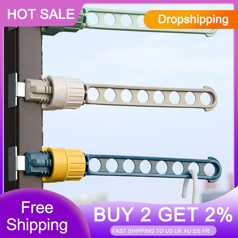 Indoor 8 Holes Clothes Window Hanger Frame Drying Rack Balcony Laundry Hanging for Home Practical Organizers Laundry Dryer