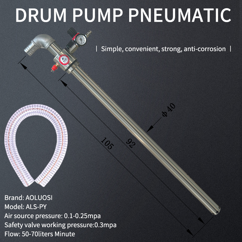 Stainless Steel Pneumatic Oil Pump, Sealed Drum Pump, Liquid Discharge Pump, Barrel Insertion Pump