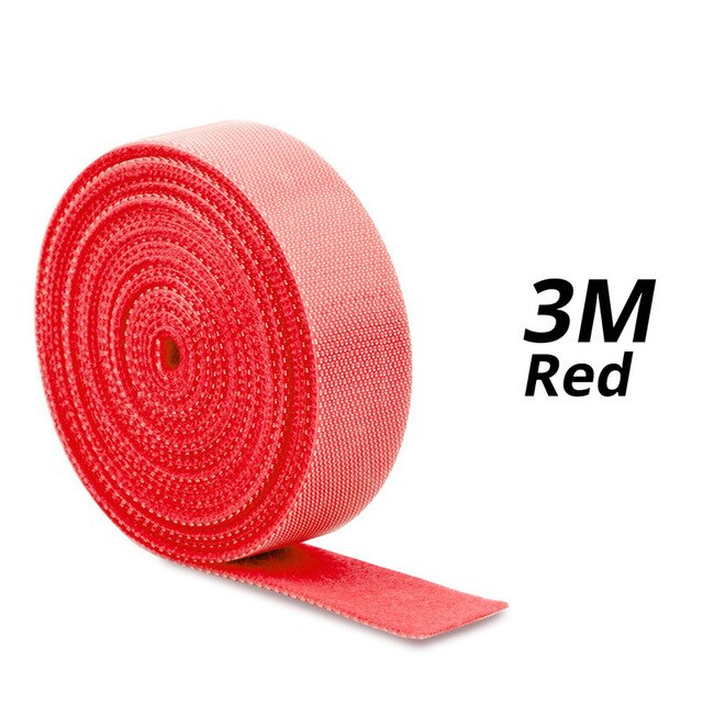 Soporte de correa para caña de pescar, 1 rollo, tirantes, gancho de sujeción, lazos de lazo, flejado de Velcro, dispositivo de pesca al aire libre: 3M Red Velcro