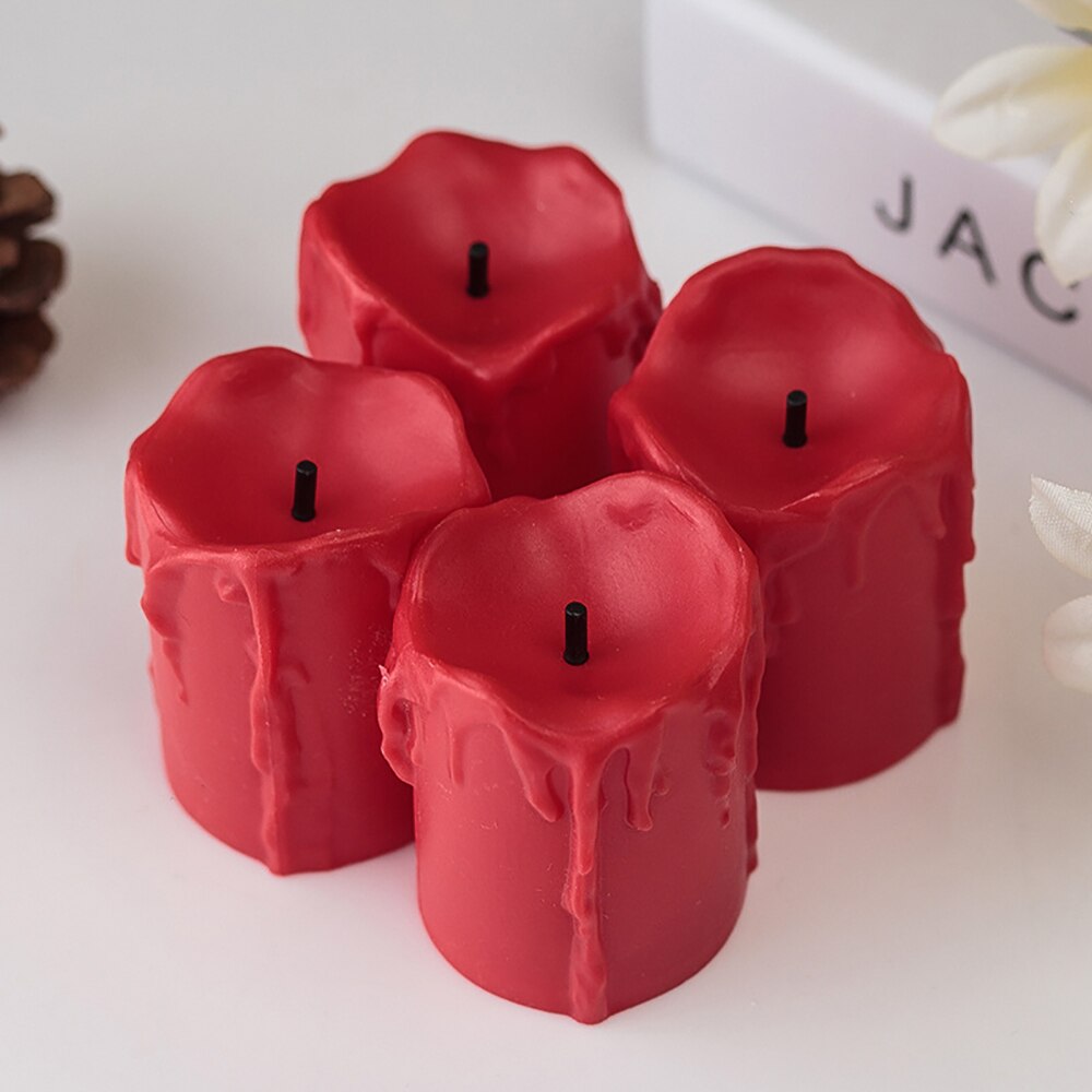 12 PCS of LED Electric Battery Powered Tealight Candles Warm White Flameless for /Wedding Decoration Christmas Decoration: Red