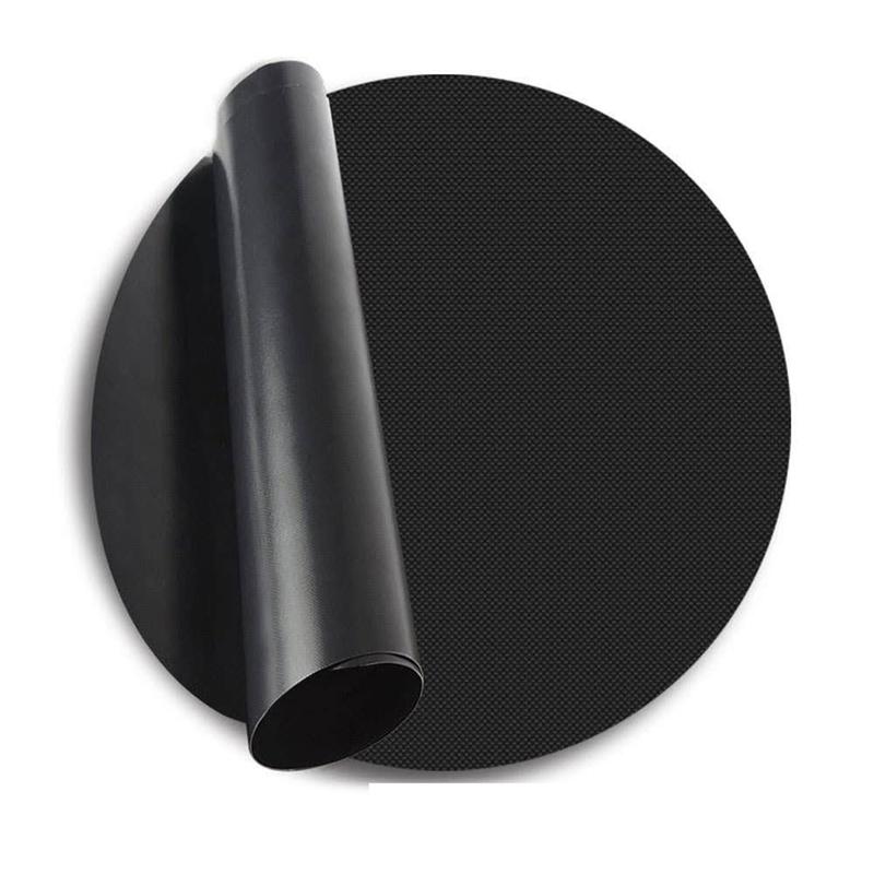 2pcs BBQ Grill Mat Nonstick Reusable Round Barbecue Mat Circle Cooking Oil Pad Black Round Mat PTFE Barbecue Mat BBQ Supplies