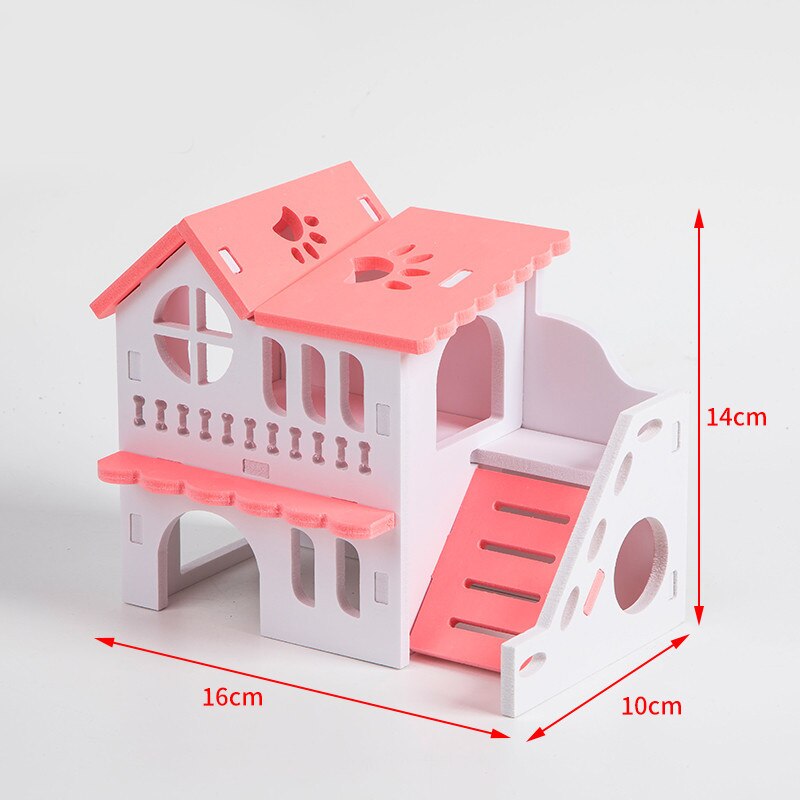 Niche de Hamster de luxe, maison de couchage, écureuil hérisson Chinchilla cochon d&#39;inde maison de jeu bricolage petits animaux Cage produits: pink-3