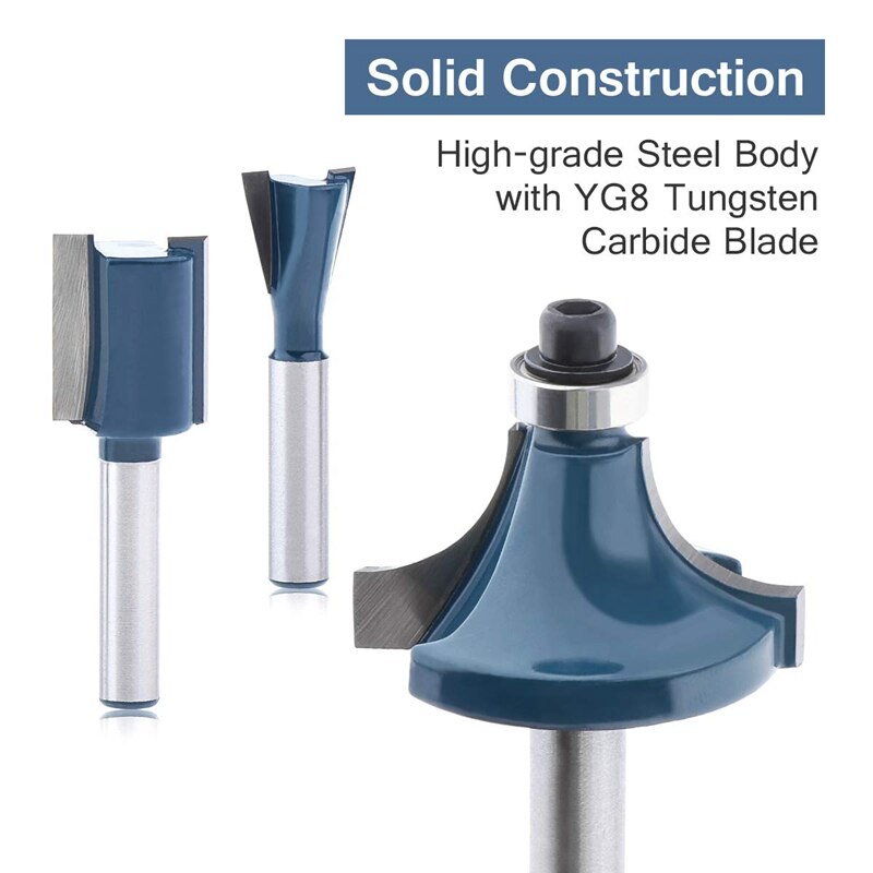 15Pcs Tungsten Carbide Router Bits Set 1/4 Inch Schacht Joinery Bits Tong En Groef Set Hout Frees