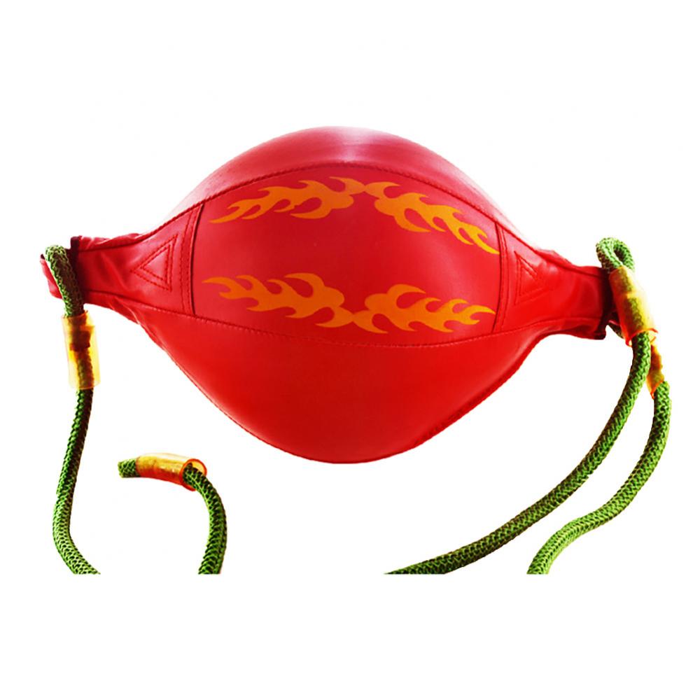 Boxing Fitness Faux Leather Punching Ball Muay Thai Bodybuilding Inflation Speed Punching Ball: Red