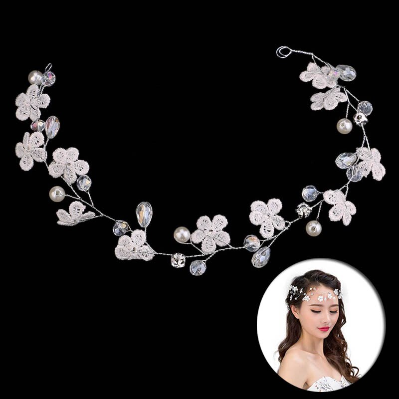 FORSEVEN Oro/Argento di Colore Fasce Dei Capelli Dei Monili di Perle di Cristallo Sposa Foglia Diademi Copricapo Da Sposa Accessori Per Capelli Da Sposa JL