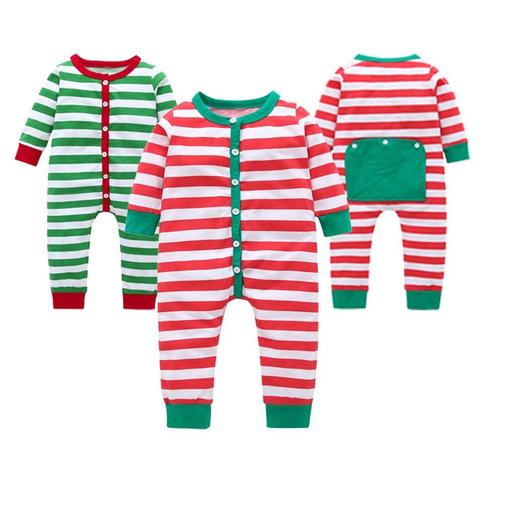 Pudcoco-vêtements pour bébé, pyjama, barboteuse à rayures, vêtements de maison chauds, -né, garçon, grillon, vêtements de nuit adaptés à noël,