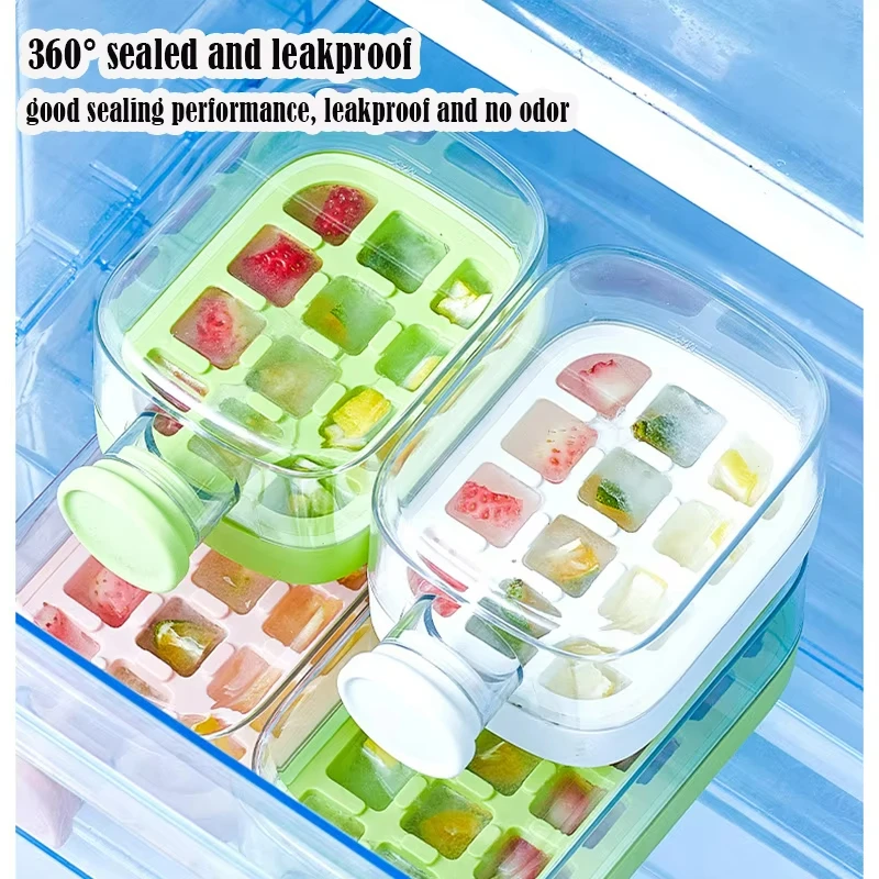 Isterningbakke med låg 500/800ml silikone isterningbakke til fryser 2 in 1 gennemsigtig kop med låg sugerør kop fødevaregodkendt isterningkedel