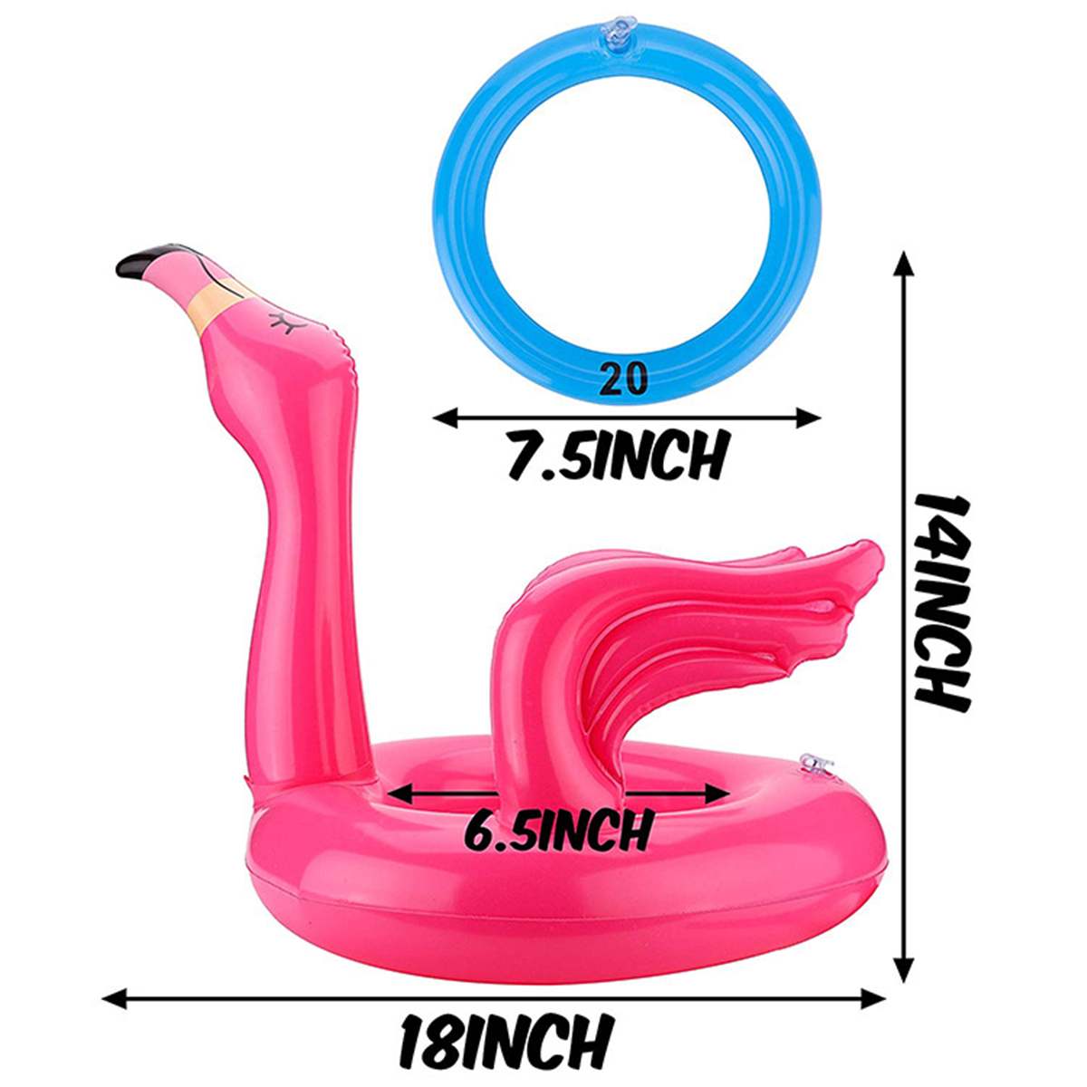 Portable Inflatable Flamingo Head Hat With 4Pcs Toss Rings Water Game For Family Party Pink PVC Material Pools & Fun Toys