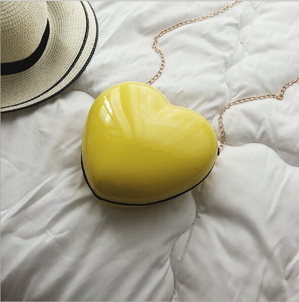 Liefde Hartvormige Hard Shell Chain Schouder Crossbody Tas Meisje Handtas Houder: YELLOW