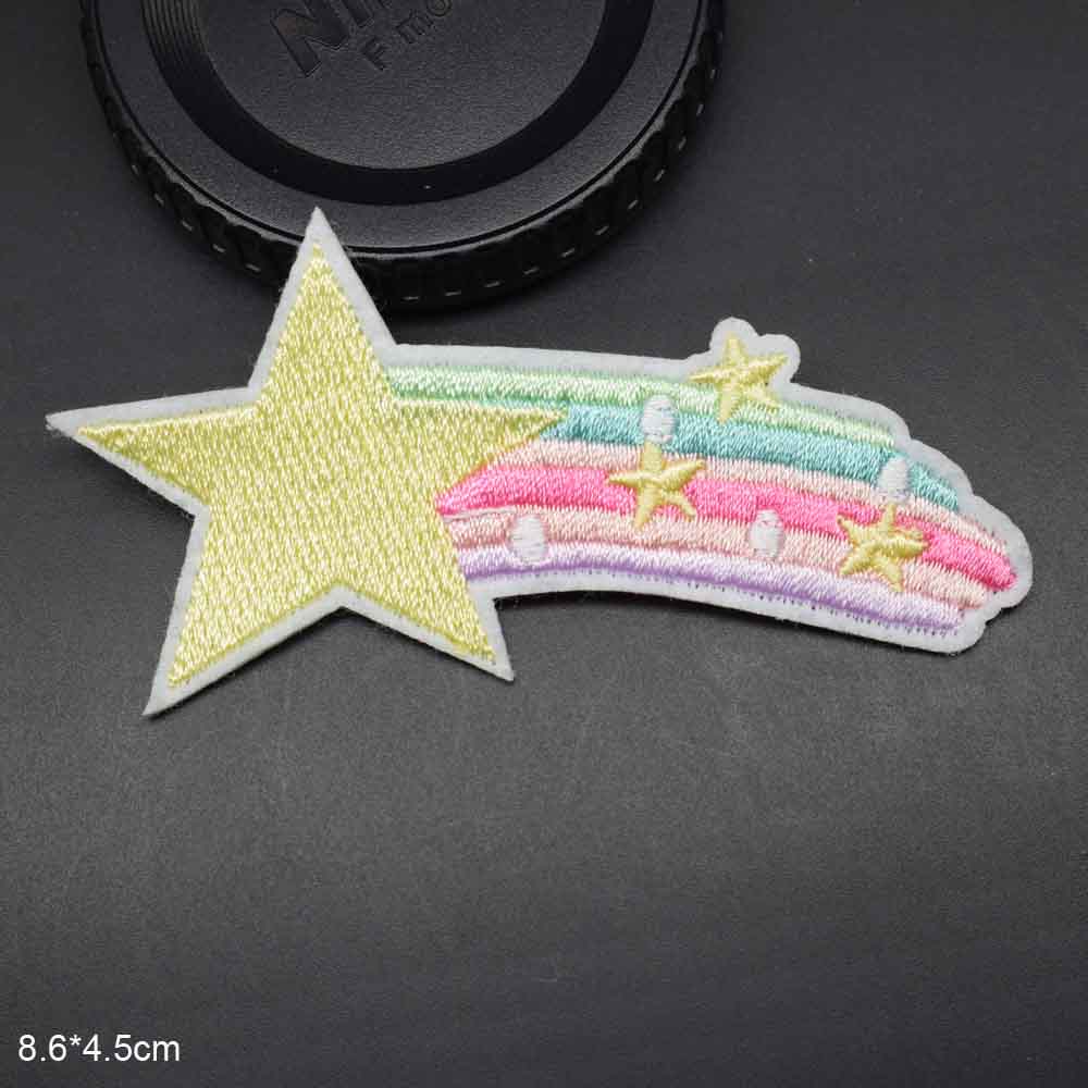 Pink Colourful Rainbow Smile Flower Iron On Embroidered Clothes Patches For Girl Women Clothing Stickers: caihong xing(4-6