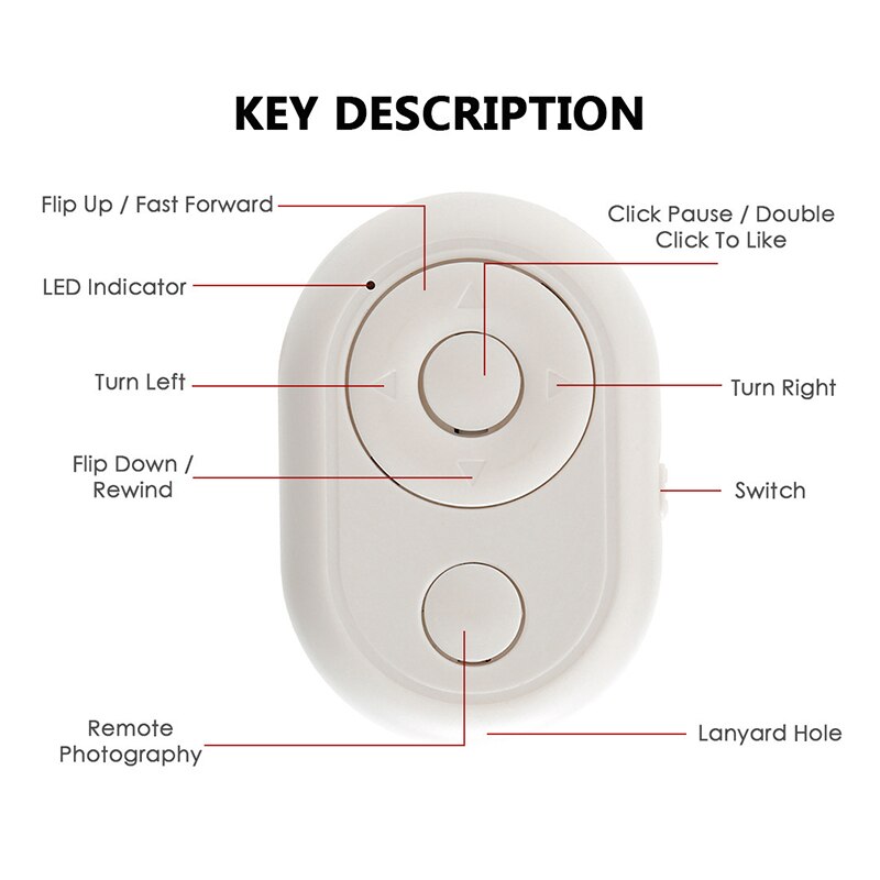 Bluetooth Remote Camera Shutter Release Button Mobile phone bluetooth Remote Control for Tiktok Short Video Shooting