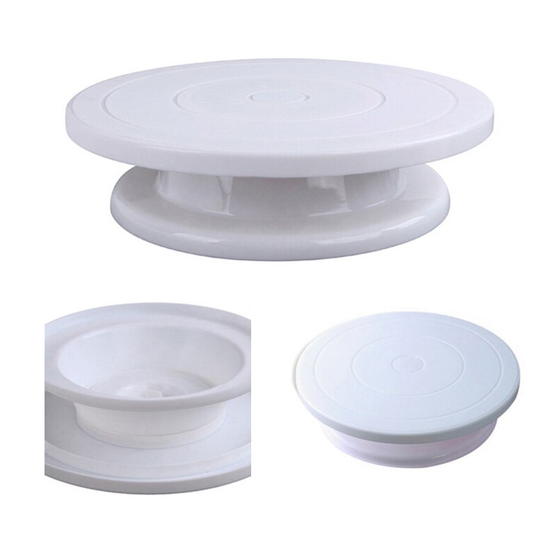 1pc plasttårta vridbord roterande tårtställ rund diy piedestal vridbar tårta dekoration skivspelare användbara bakverk bakverk