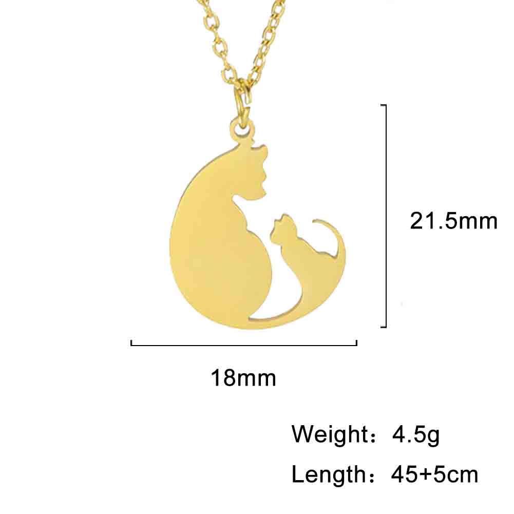 Cazador Cute Walking Cat Pendant Chain Necklaces Stainless Steel Jewelry Simple Cat Curved Choker Necklaces Women Party Wedding: SILVER PLATED