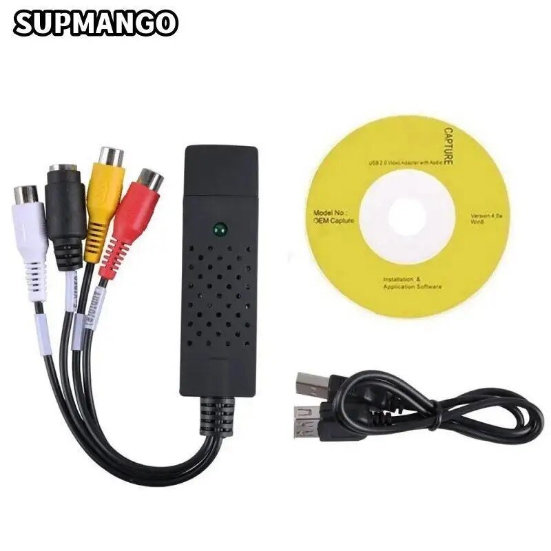 Usb 2.0 video-lydkonverter opptakskort lett lokk video-lydkonverter tv dvd vhs lydopptaksadapterkort tv video dvr